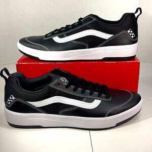 NWT Vans Zahba Leather Skateboard Shoes Black/White Men’s 11.5